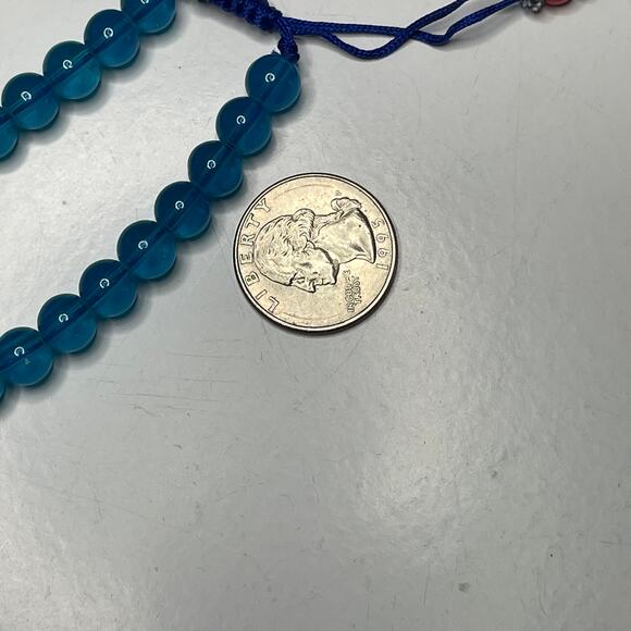 bracelet beads beaded turquoise colored blue beads with red contrast - Picture 3 of 7